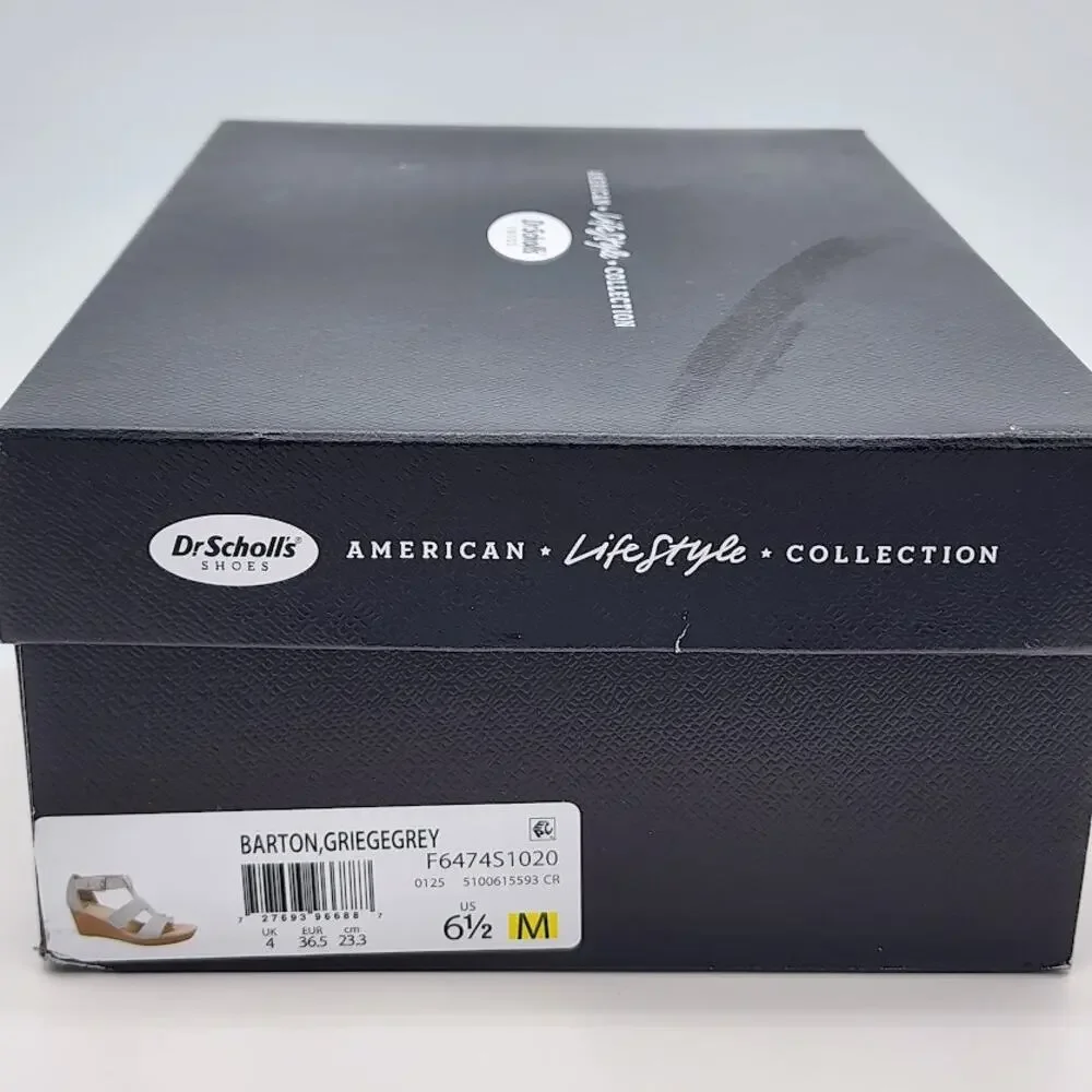 NEW Dr. Scholl's Barton Grey Wedge Sandals Women's Size 6.5M Platform Shoes